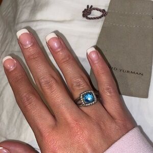 Petite Albion Ring
Sterling Silver with Blue Topaz and Diamonds, 7mm
